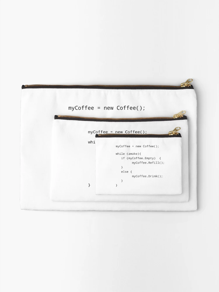Thumbnail 2 of 4, Zipper Pouch, Programmer Coffee Java Code designed and sold by Beepymallow.