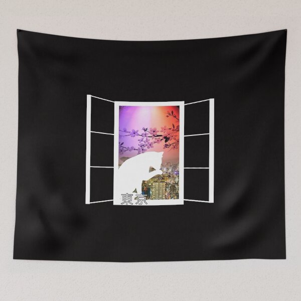 Item preview, View of Tokyo through the window with a cat designed and sold by Myriala.