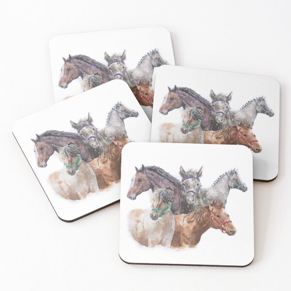 Item preview, Watercolor painting of multiple horses designed and sold by CrunchyCableStudio.