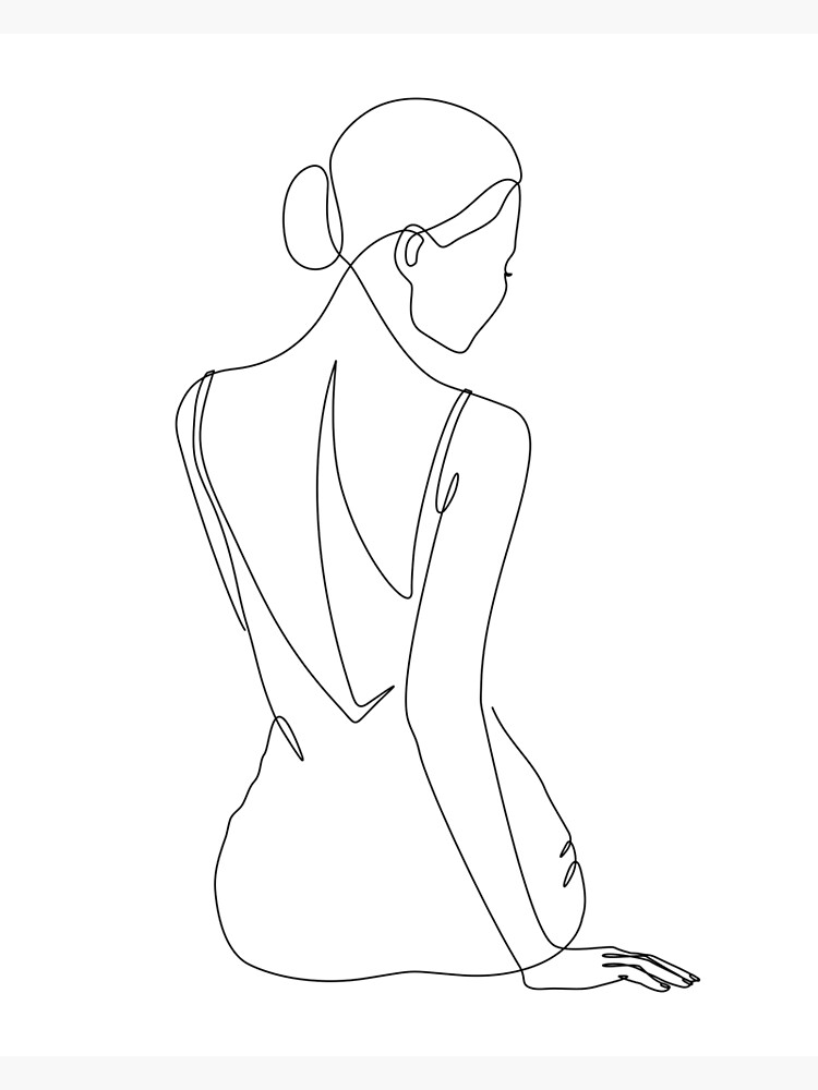 Carte Postale Femme Nue Dos Dessin Au Trait Silhouette De Fille Figure Impression Feminine Elagante Art Abstrait Femme Dessin Au Trait Continu Par Salutyte Redbubble