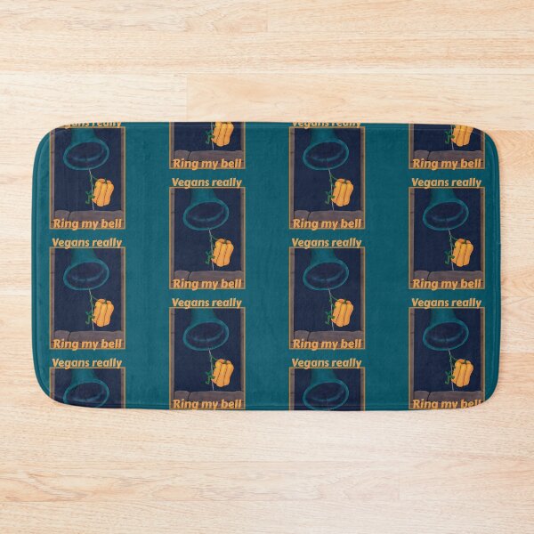 Item preview, Vegans really ring my bell - funny cartoon with teal background designed and sold by Crystal Raymond.
