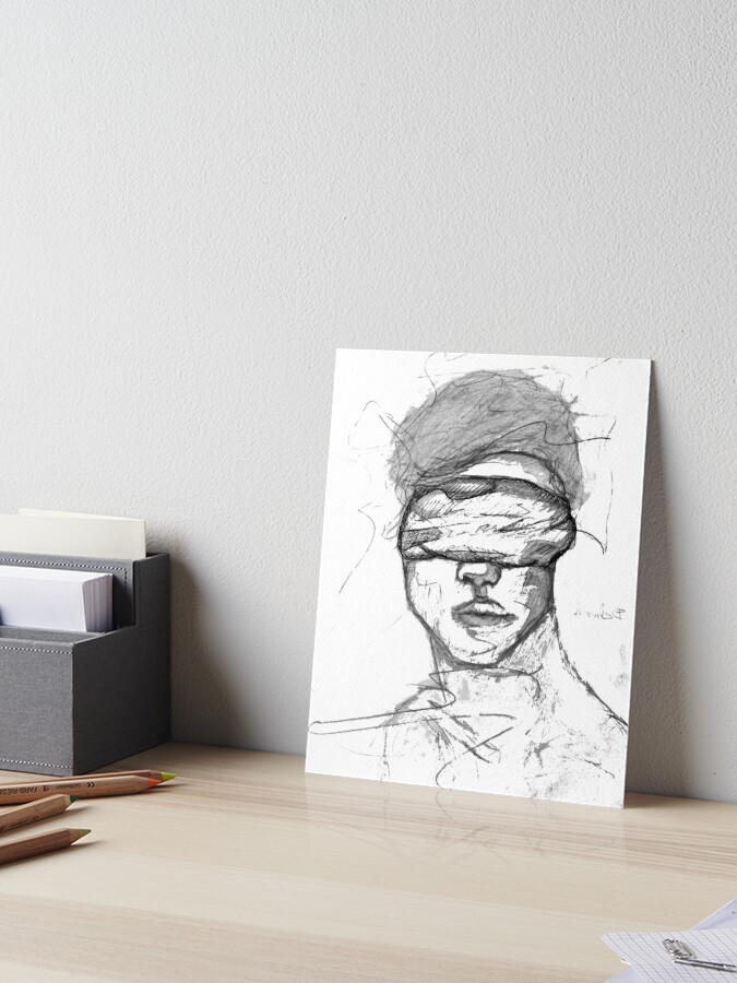 Illustration - blindfolded man  Sketches, Art drawings sketches simple,  Emotional art