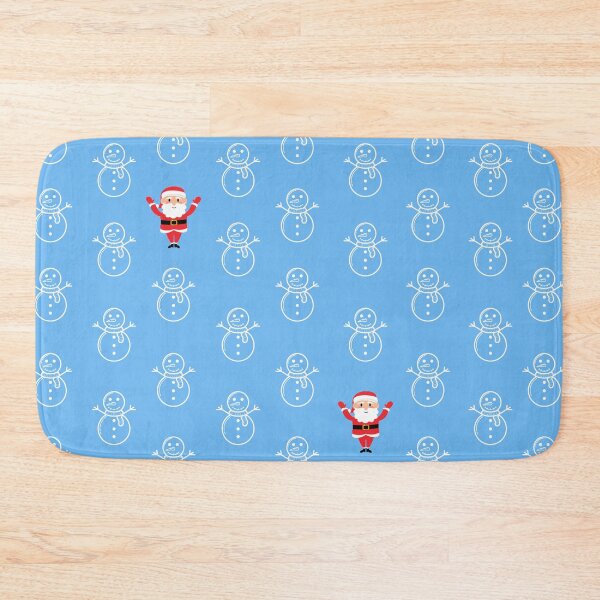Item preview, Winter Snowmen and Santa fun Christmas pattern on blue background.  designed and sold by milkasweet.