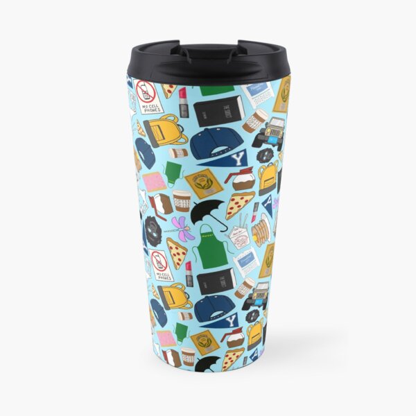 Ultimate Fan Pattern Icons All Over Print Blue Pack Taza de viaje