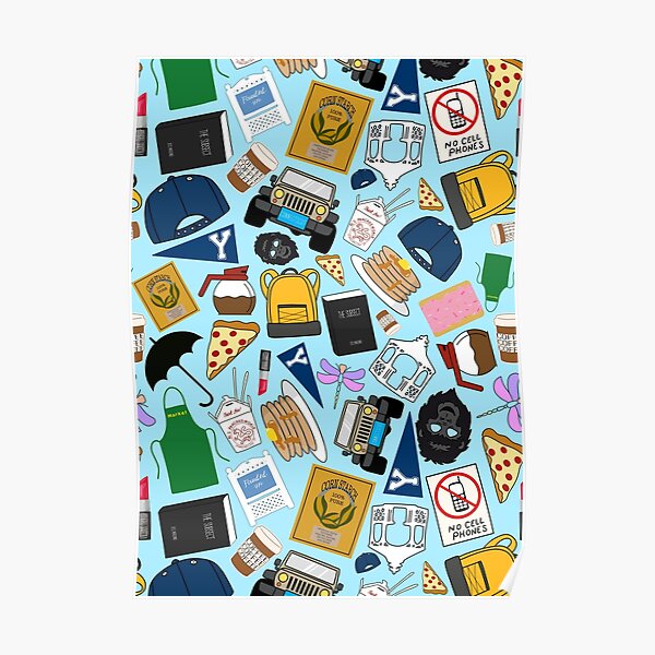 Ultimate Fan Pattern Icons All Over Print Blue Pack Poster