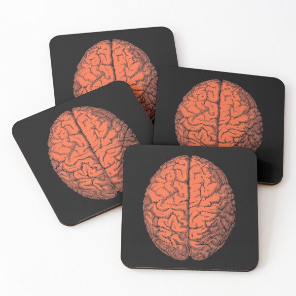 Item preview, Ilustración de anatomía de cabeza y cerebro antiguos de color rojo anaranjado designed and sold by ScienceSource.