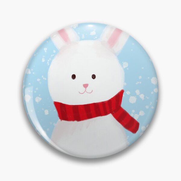 Item preview, White winter rabbit in a red scarf designed and sold by BunnyE.