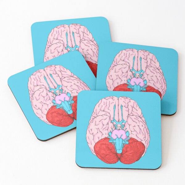 Item preview, Red, Pink & Teal Colored Antique Brain Anatomy and Cranial Nerves Illustration designed and sold by ScienceSource.