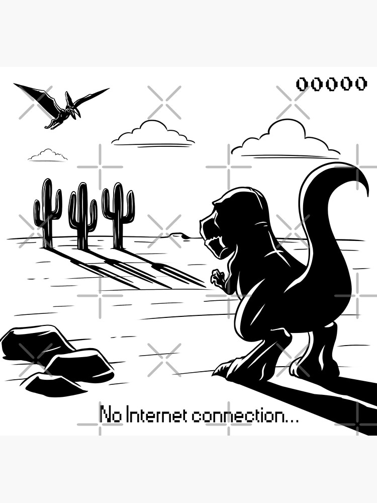 Offline - Unable to connect to the internet - Dino Game Sticker Art Print  for Sale by FoxBrother