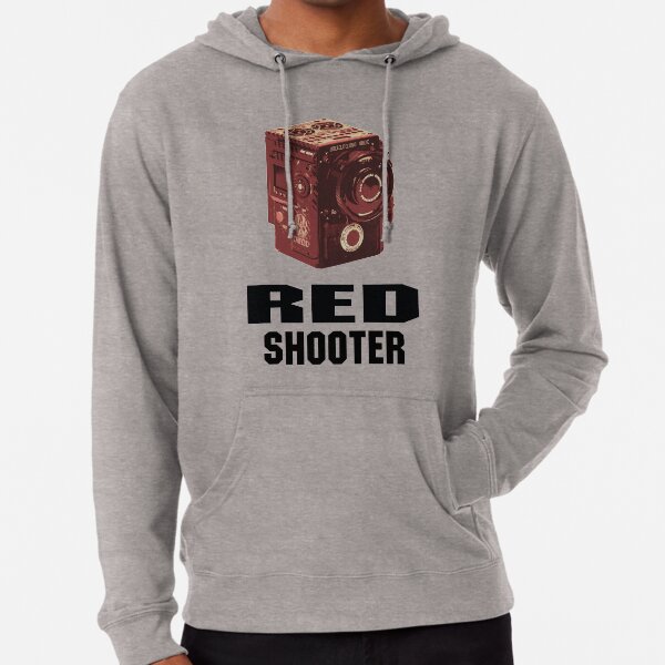 red camera hoodie
