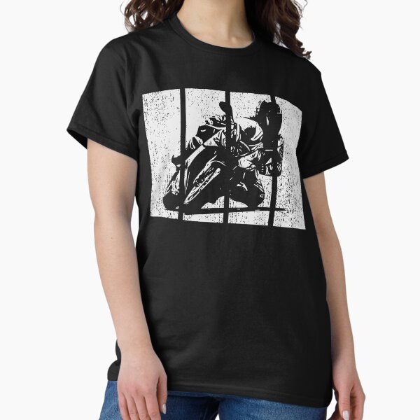 Vista previa del artículo con la obra «Motocicleta deportiva retro blanca, motociclista vintage», diseñado y vendido por pixeljamz.