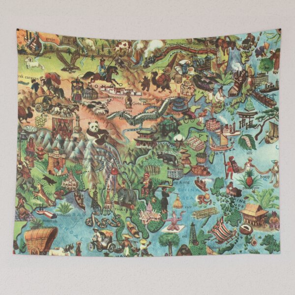 Item preview, Illustrated Asia - Vintage Retro Childrens Map  designed and sold by elevens.
