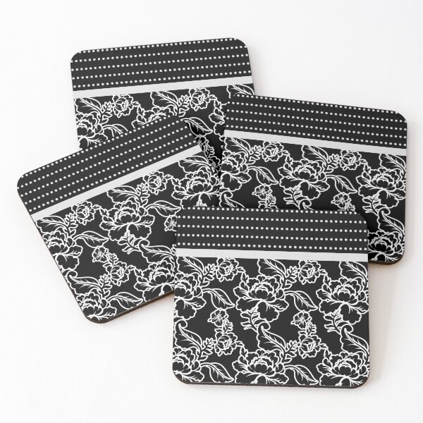 Item preview, Floral and Dots (White on Black) designed and sold by JazzPWall.