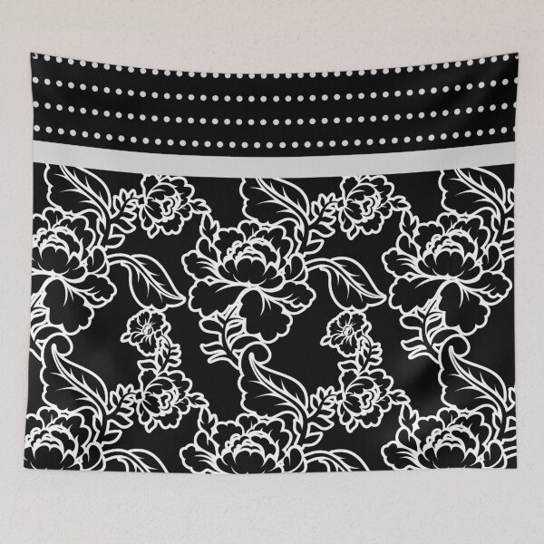 Item preview, Floral and Dots (White on Black) designed and sold by JazzPWall.