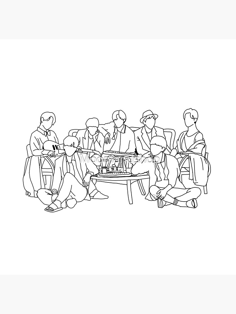 bts be group drawing art board print for sale by moonlandshop redbubble