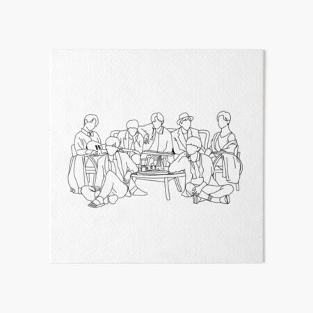 bts be group drawing art board print for sale by moonlandshop redbubble