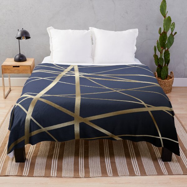 Item preview, Gold abstract lines on blue  designed and sold by KammyArt.