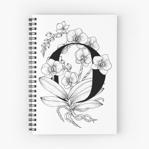 Item preview, Monogram Letter O with Orquids Line Art   designed and sold by GraphicsbyNel.