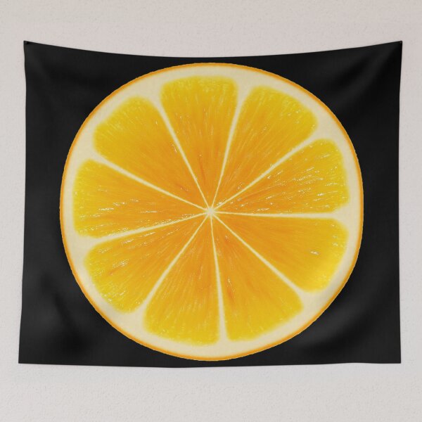 Item preview, Juicy Orange Fruit, contemporary modern art. Orange on black background. designed and sold by 2AcesDesign.