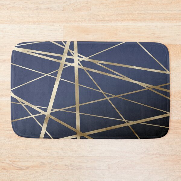Item preview, Gold abstract lines on blue  designed and sold by KammyArt.