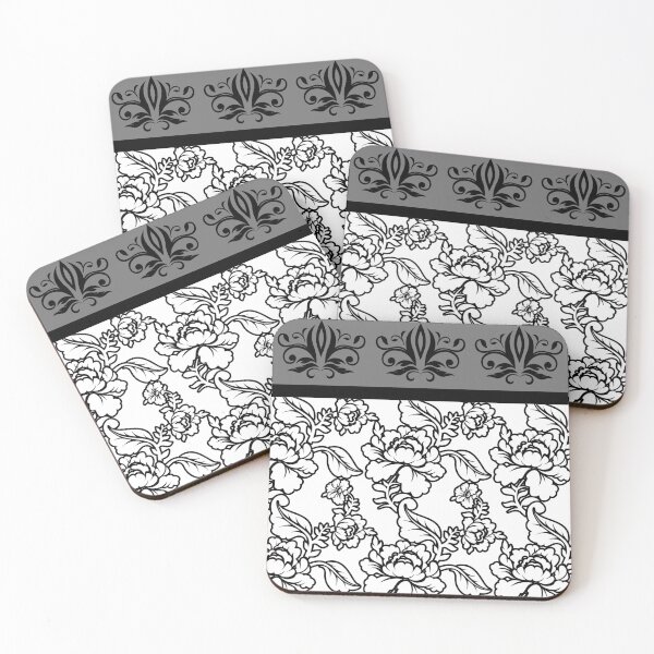 Item preview, Florals (Black and White on White) designed and sold by JazzPWall.
