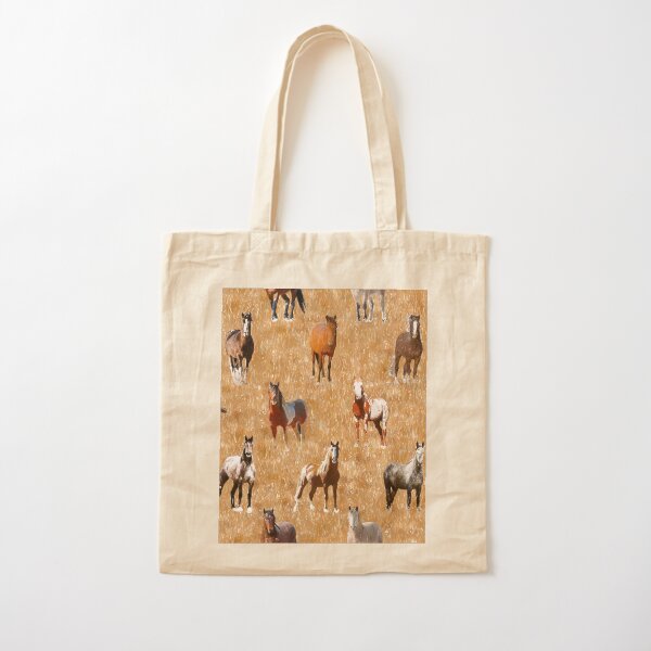 Mustang Horses sketched Cotton Tote Bag