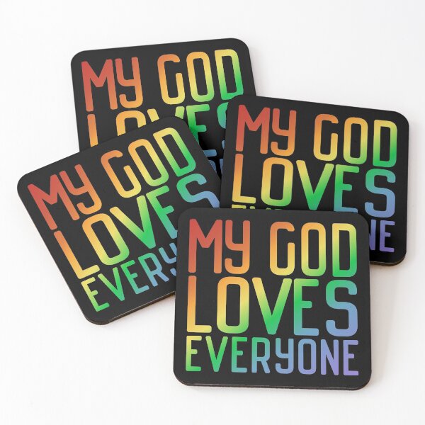 Item preview, My God Loves Everyone (rainbow gradient, modern font) designed and sold by Ofeefee.