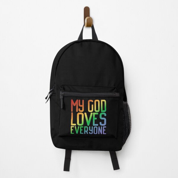Item preview, My God Loves Everyone (rainbow gradient, modern font) designed and sold by Ofeefee.