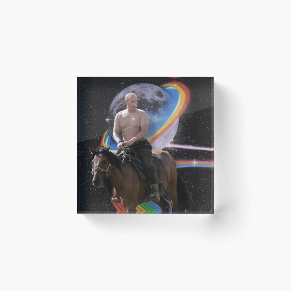 Putin on Horse On Rainow Road Acrylic Block