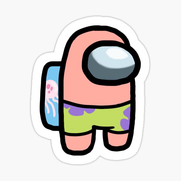 patrick star among us sticker by pink saturn redbubble