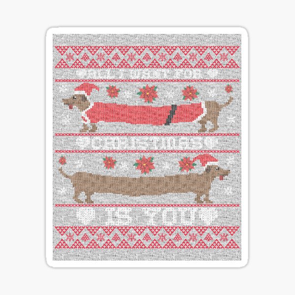Artikel-Vorschau von Dackel hässliche Weihnachtspullover Design - Weiß & Rot, designt und verkauft von Humorless Designs.