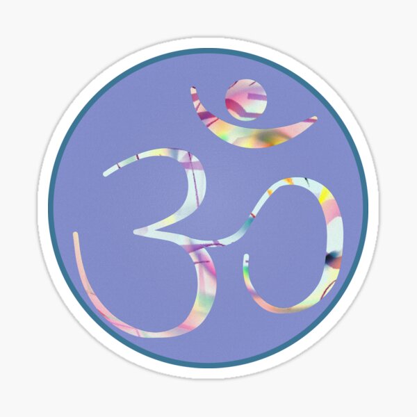 OM Logo v1 - multicolor on blue Sticker