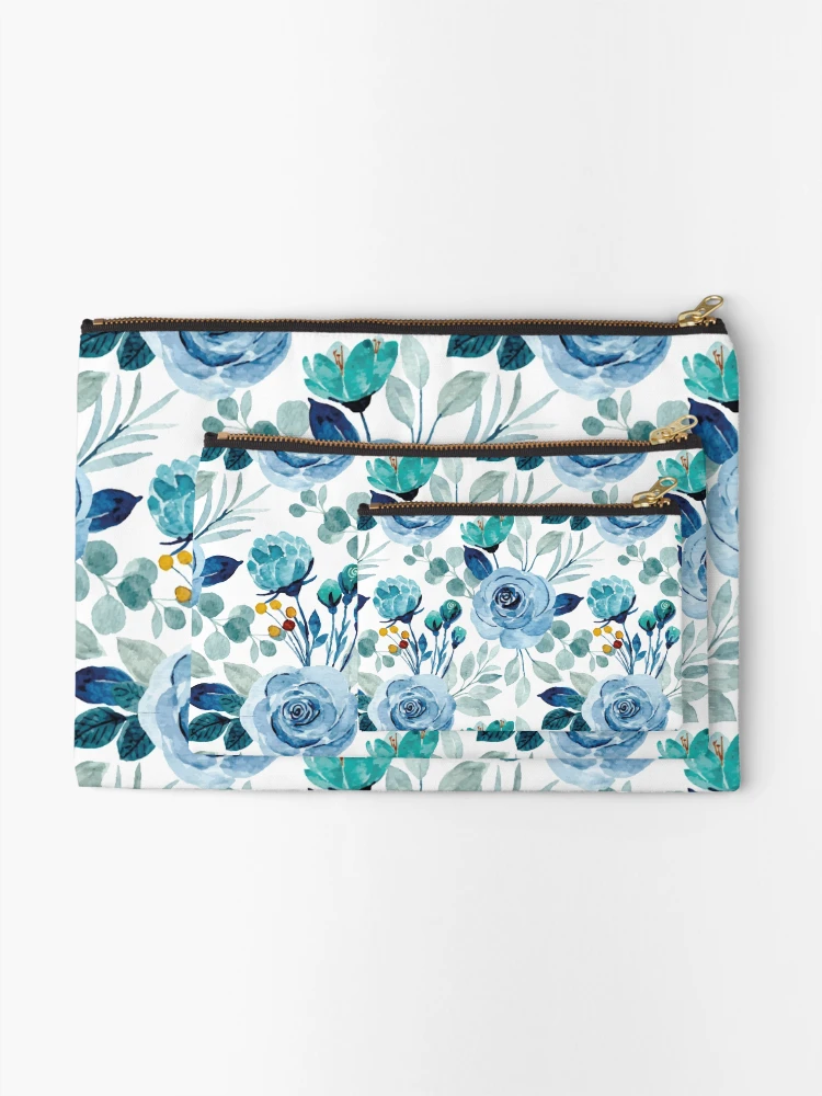 Thumbnail 2 of 4, Zipper Pouch, LightBlue Roses designed and sold by mischellero.