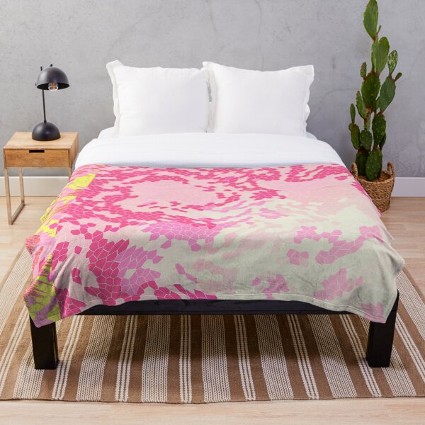 Artikelvorschau, Rosa und gelbe Funky Mosaic Nature inspirierte abstrakte Muster entworfen und verkauft von AbstractCreates.
