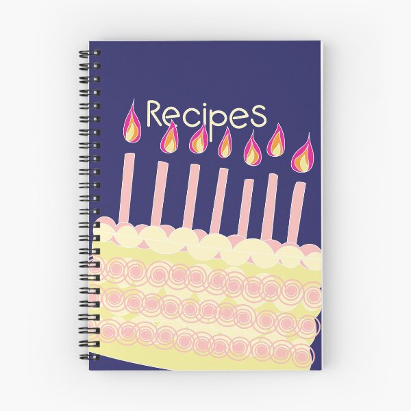 Item preview, *Recipes* cover design with Birthday Cake icon, blue background designed and sold by Susan Marie Williams.