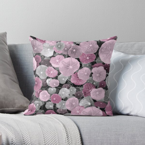 Dainty Little Plants All-Over Pattern in Light and Dark Pink Throw Pillow