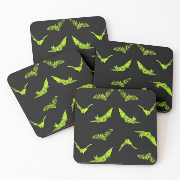 Aperçu de l'œuvre Motif de chauves-souris Halloween jaune vert et noir créée et vendue par AbstractCreates.