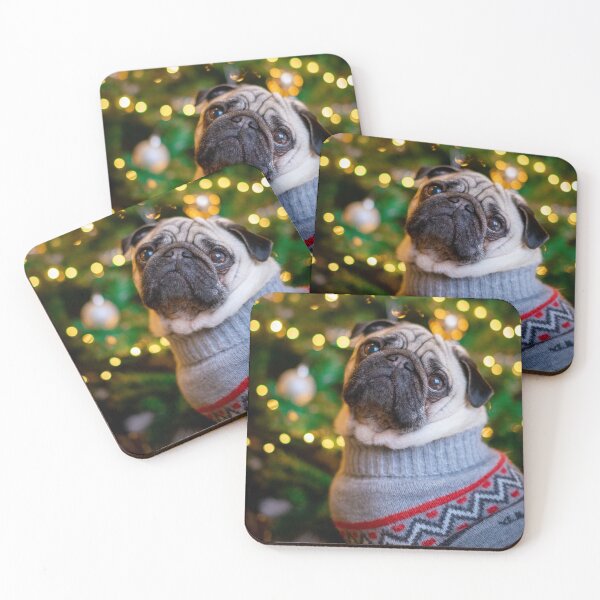 Item preview, Pug in Christmas Sweater by Tree - Cute Holiday Greeting designed and sold by Sirieht.