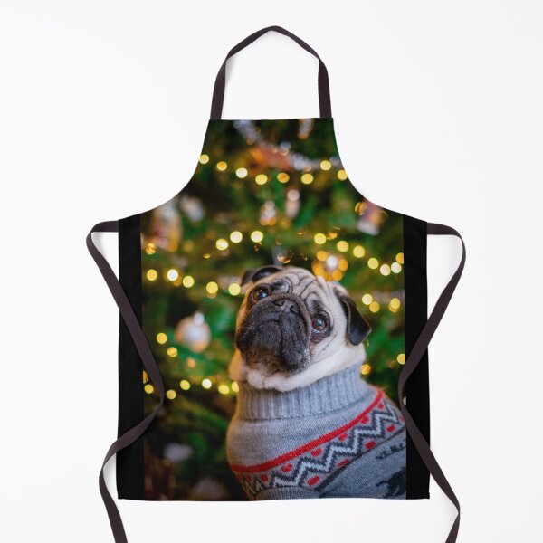 Item preview, Pug in Christmas Sweater by Tree - Cute Holiday Greeting designed and sold by Sirieht.