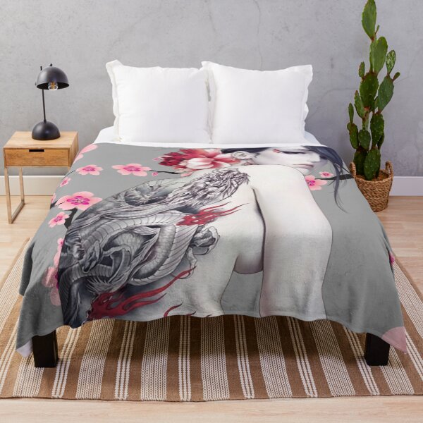 Item preview, Classic style Asian female with a dragon tattoo and flowers on her back. designed and sold by Joel Roque.