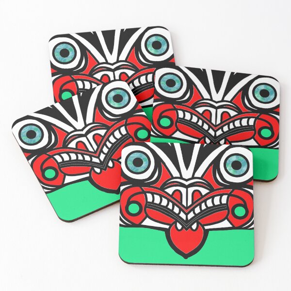 Aperçu de l'œuvre Maori Tiki sur vert créée et vendue par EurekaRoad.