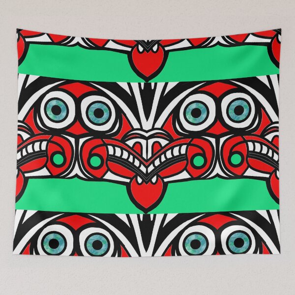 Aperçu de l'œuvre Maori Tiki sur vert créée et vendue par EurekaRoad.