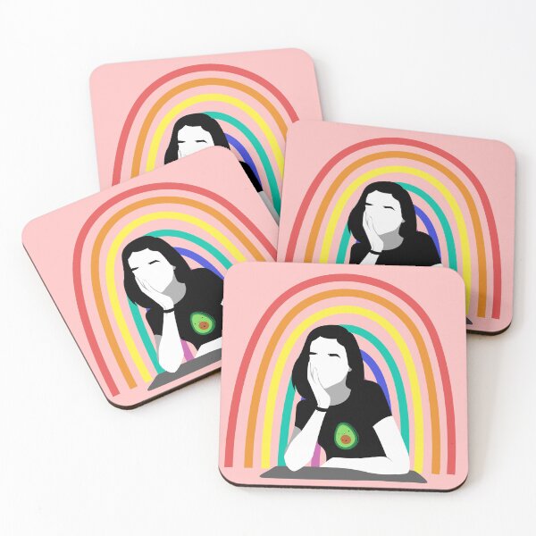 Item preview, Im With The Avocado Thinking Avocado Girl with Rainbow Background designed and sold by MADINKSHOP.
