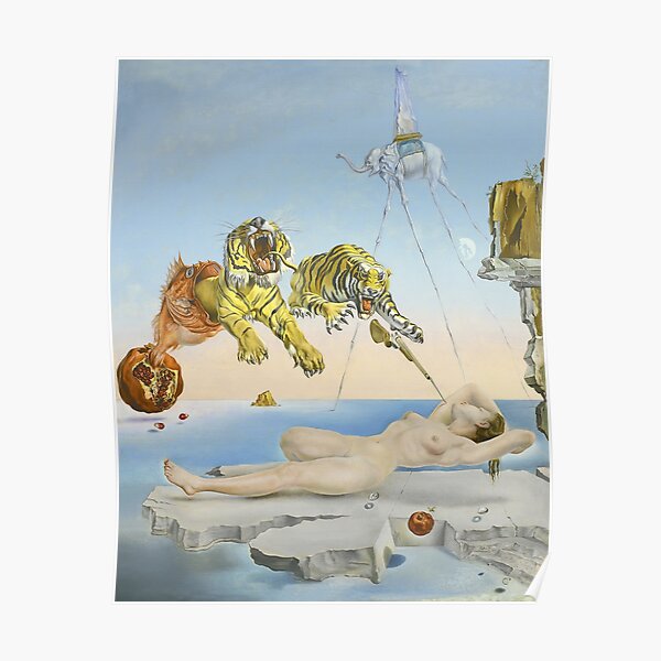 Dream Caused by the Flight of a Bee Around a Pomegranate a Second Before Awakening by Salvador Dali Poster