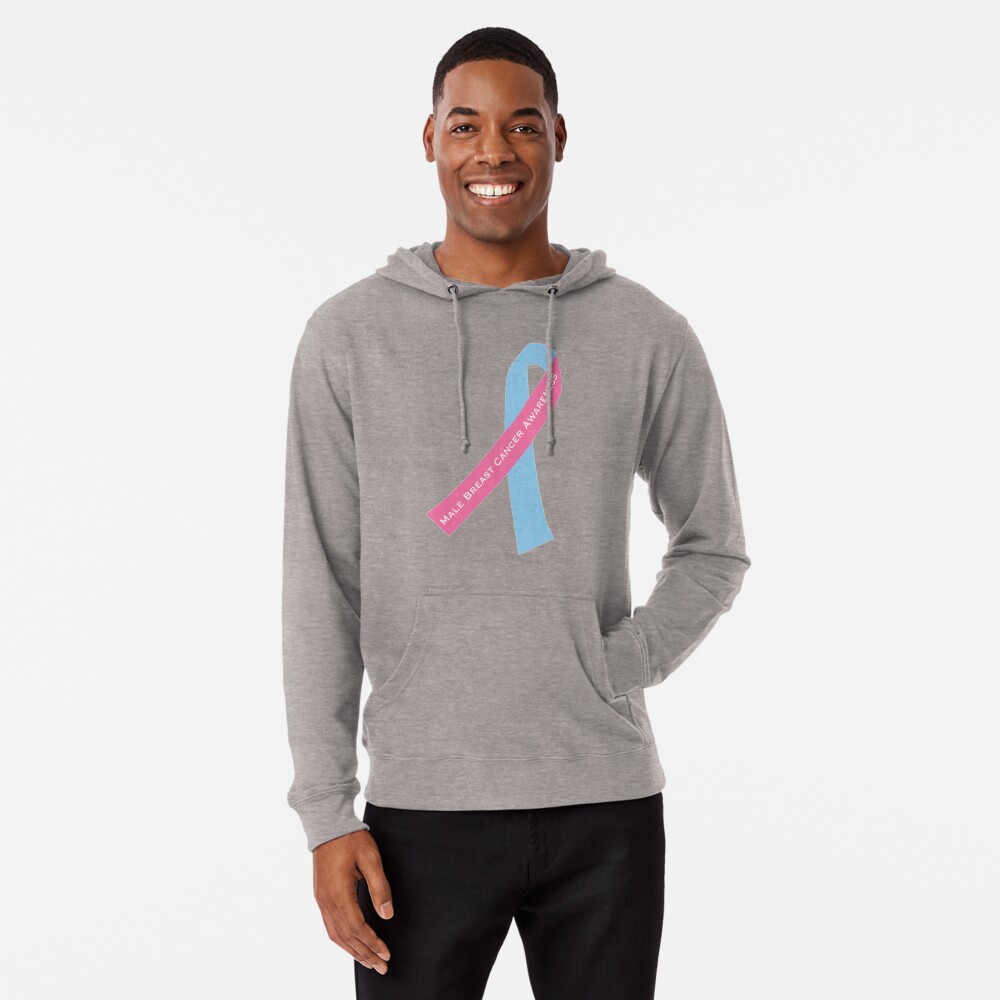 Male Breast Cancer Awareness Lightweight Hoodie for Sale by laureras