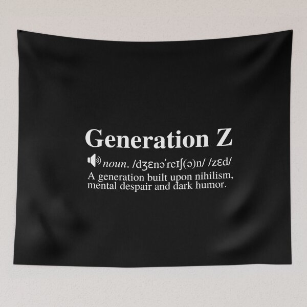 Item preview, Generation Z Definition #3 - Nihilism, Mental Despair and Dark Humor (Black Background) designed and sold by mind-illusions.