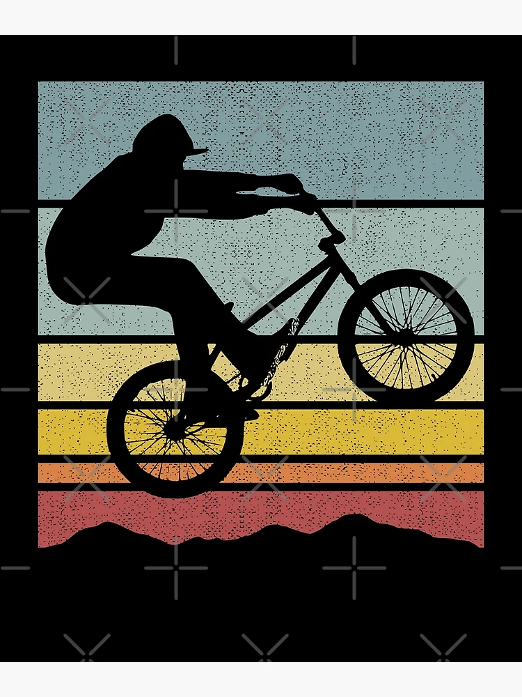 Colorful Retro BMX Biker Vintage Bike Rider Skyline | Poster