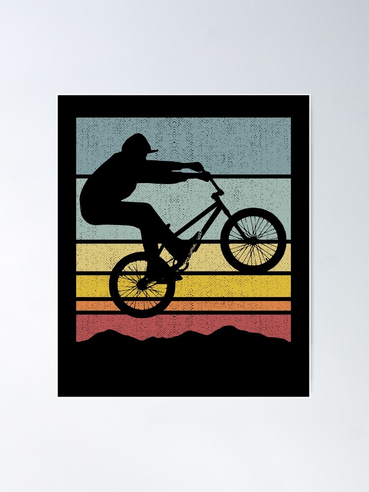 Colorful Retro BMX Biker Vintage Bike Rider Skyline | Poster