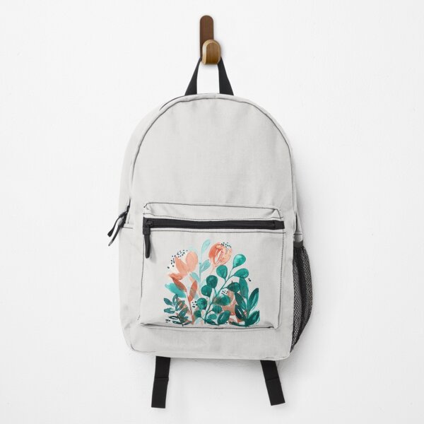 Item preview, Teal Eucalyptus Leaves and Orange Flowers designed and sold by EmDamArt.