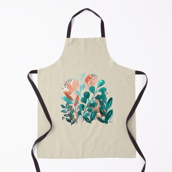 Item preview, Teal Eucalyptus Leaves and Orange Flowers designed and sold by EmDamArt.